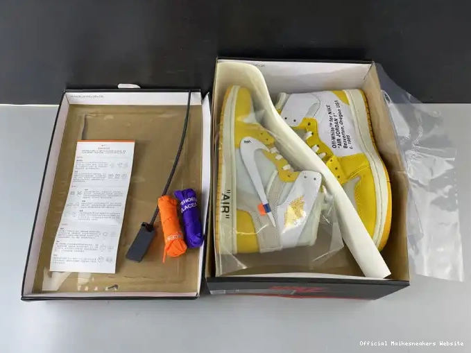 Official Maikesneakers Jordan AQ0818-149 Yellow-Cone NRG Dark Air x White 1 Off-White Powder 0607